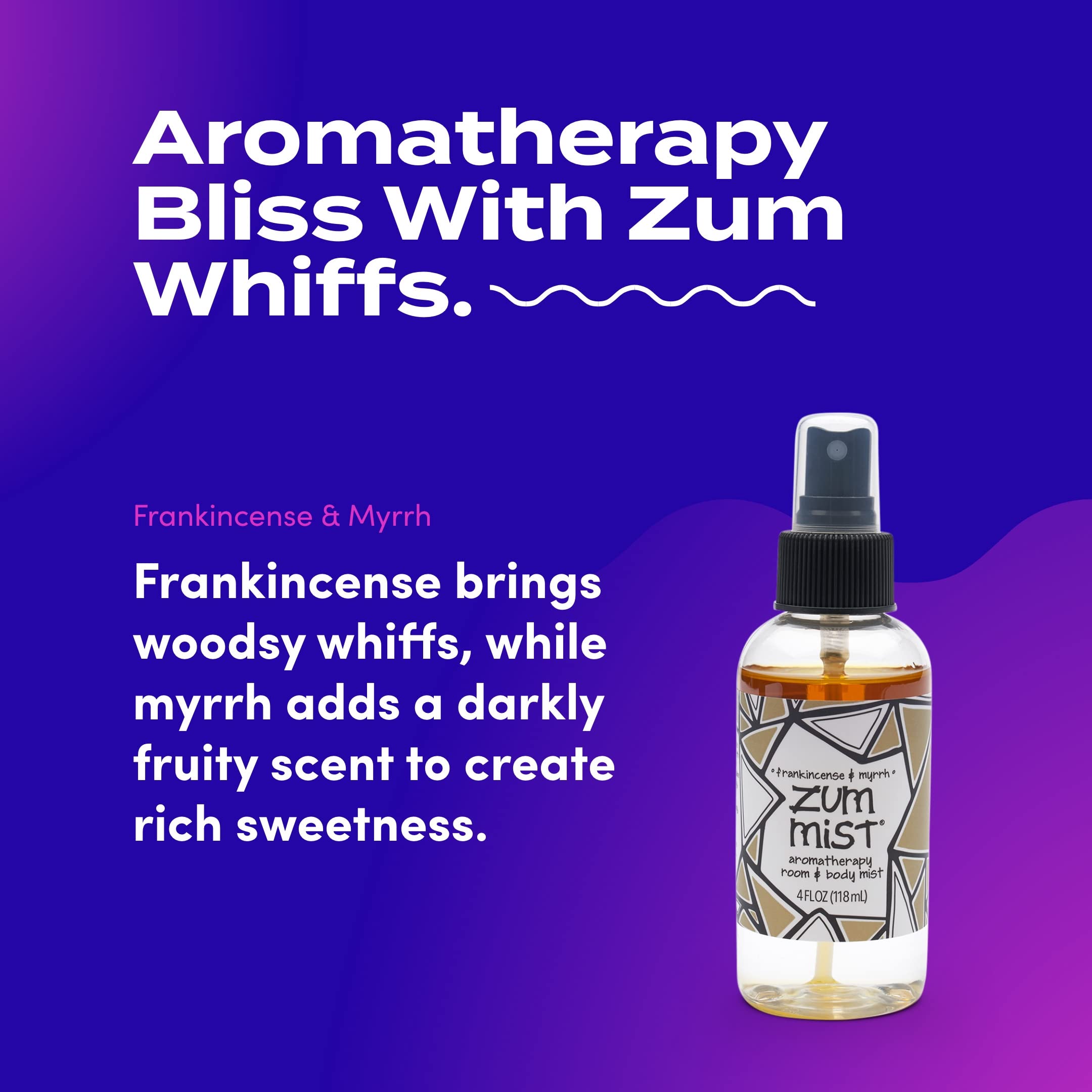 Zum Indigo Wild Mist Room & Body Spray - Aromatherapy Essential Oil Spray, Natural Body Mist & Room Spray - Frankincense & Myrrh