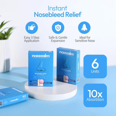 NozeCalm Nose Bleed Stopper - 6 Count - Fast Relief for Kids and Adults - Bloody Nose Stoppers with Clotting Agent - Hypoallerge