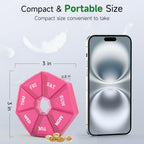 Weekly Pill Organizer, 2 Pack Portable Pill Box Medicine case 6 Colors (Seven Day) New Edition for Vitamin/Fish Oil/Pills/Supple