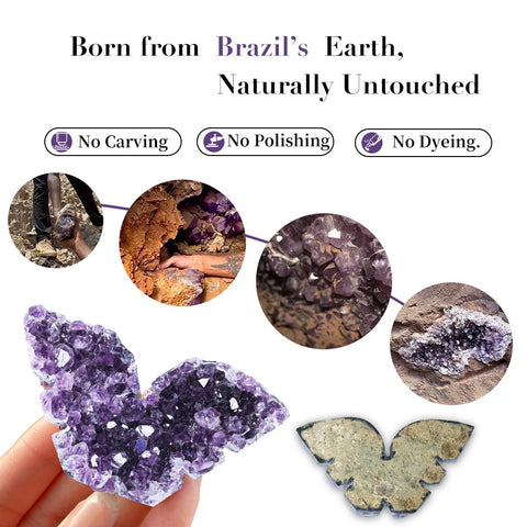 BAOHEN A Symbol of Healing - Amethyst Crystal Butterfly Healing Crystals Gifts for Women, Spiritual Decor, Crystals Healing Ston