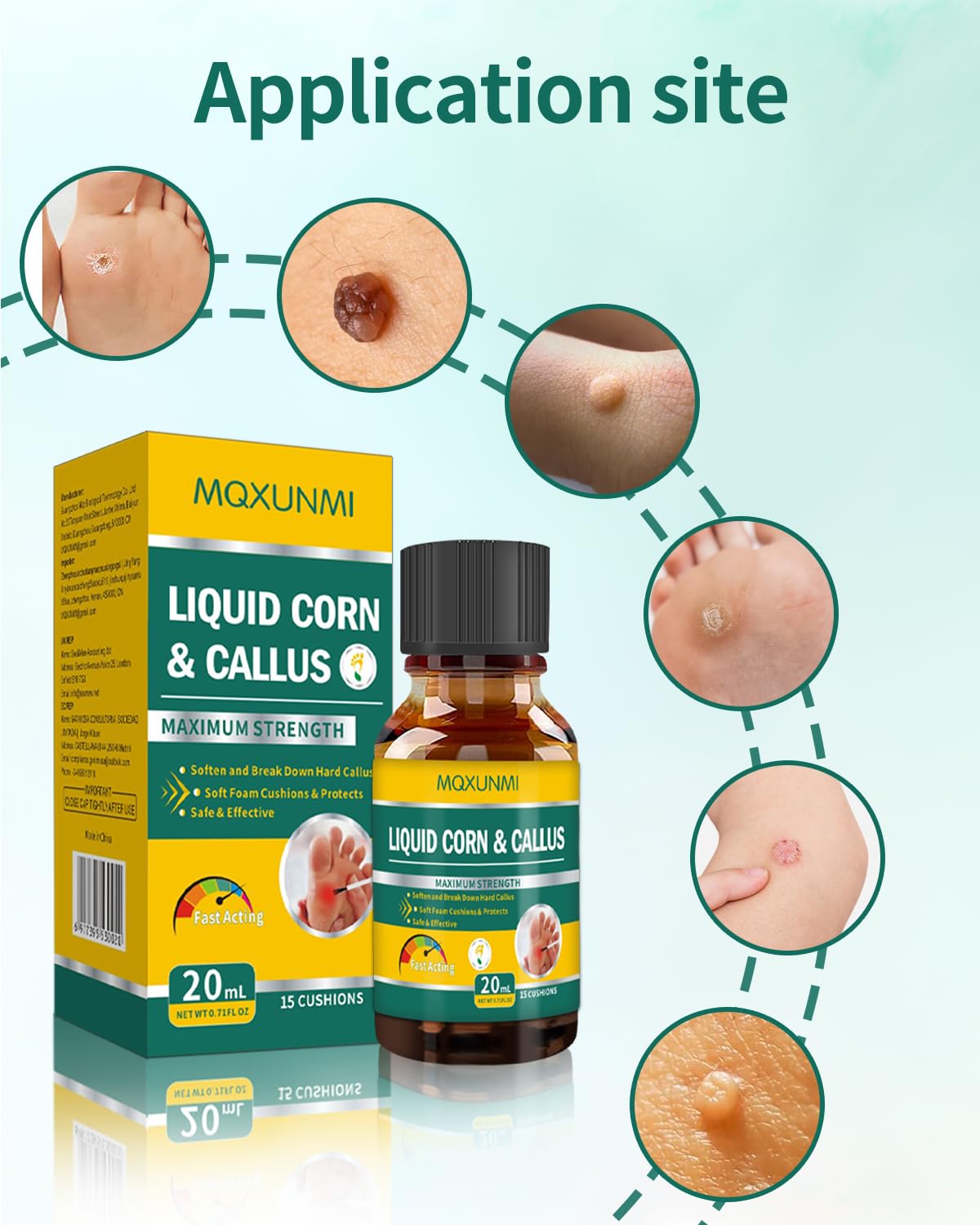 MQXUNMI Liquid Corn Removers for Feet, Maximum Strength Corn Removers for Toes, Fast Acting Liquid for Corn, Safe Foot Care with