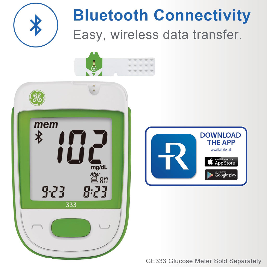 GE333TS Blood Glucose Test Strips | 50-Count Pack |Gold Electrodes|Patented Test Strip Structure
