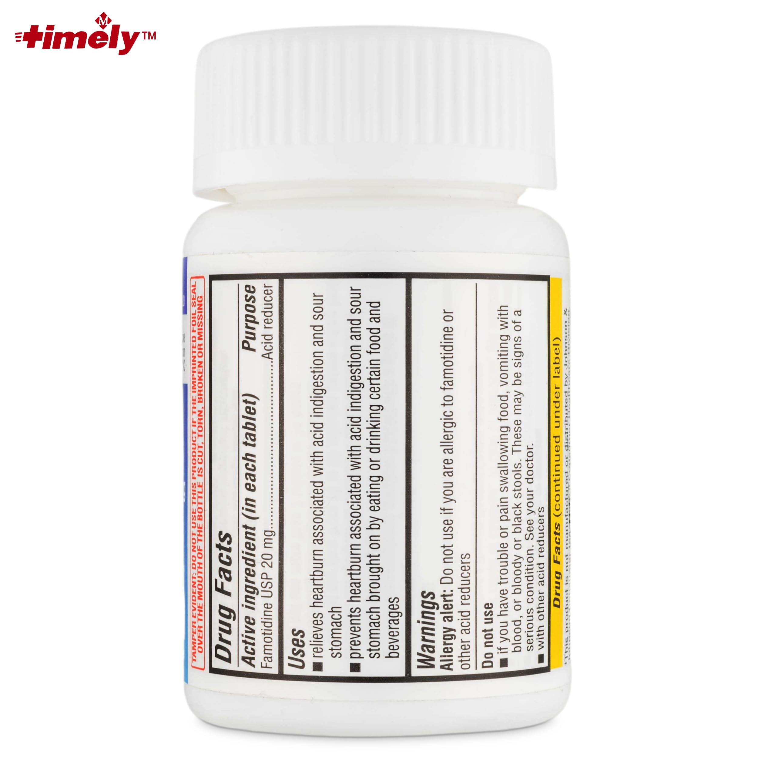 Timely Acid Reducer Famotidine 20mg - Compare to the active ingredient in Maximum Strength Pepcid AC - Acid Reflux Medicine for