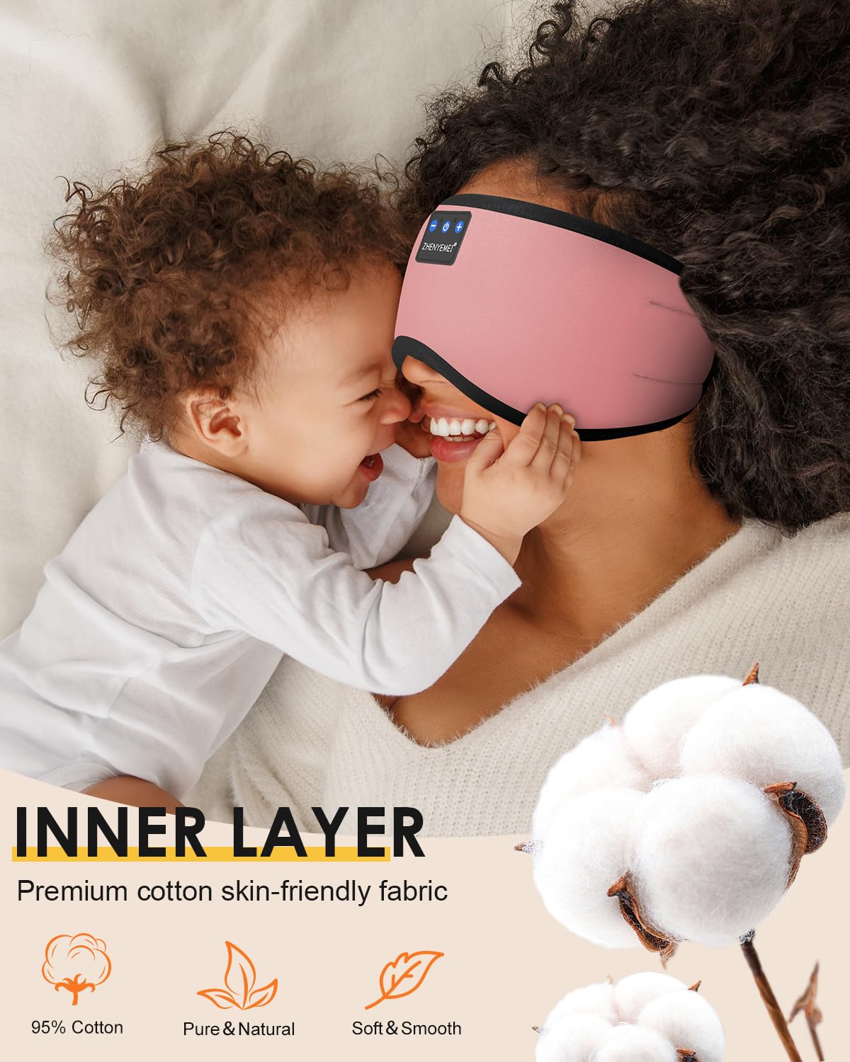 Bluetooth Sleep Mask Headphones 3D Deep Eye Mask with Headphones,Can Play 14 Hours Breathable 100% Blackout Sleeping Mask for Tr