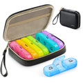 AUVON Weekly Pill Organizer 3 Times a Day, Large Pill Box 7 Day with A PU Leather Bag, Protabel Travel Pill Case Medication Remi