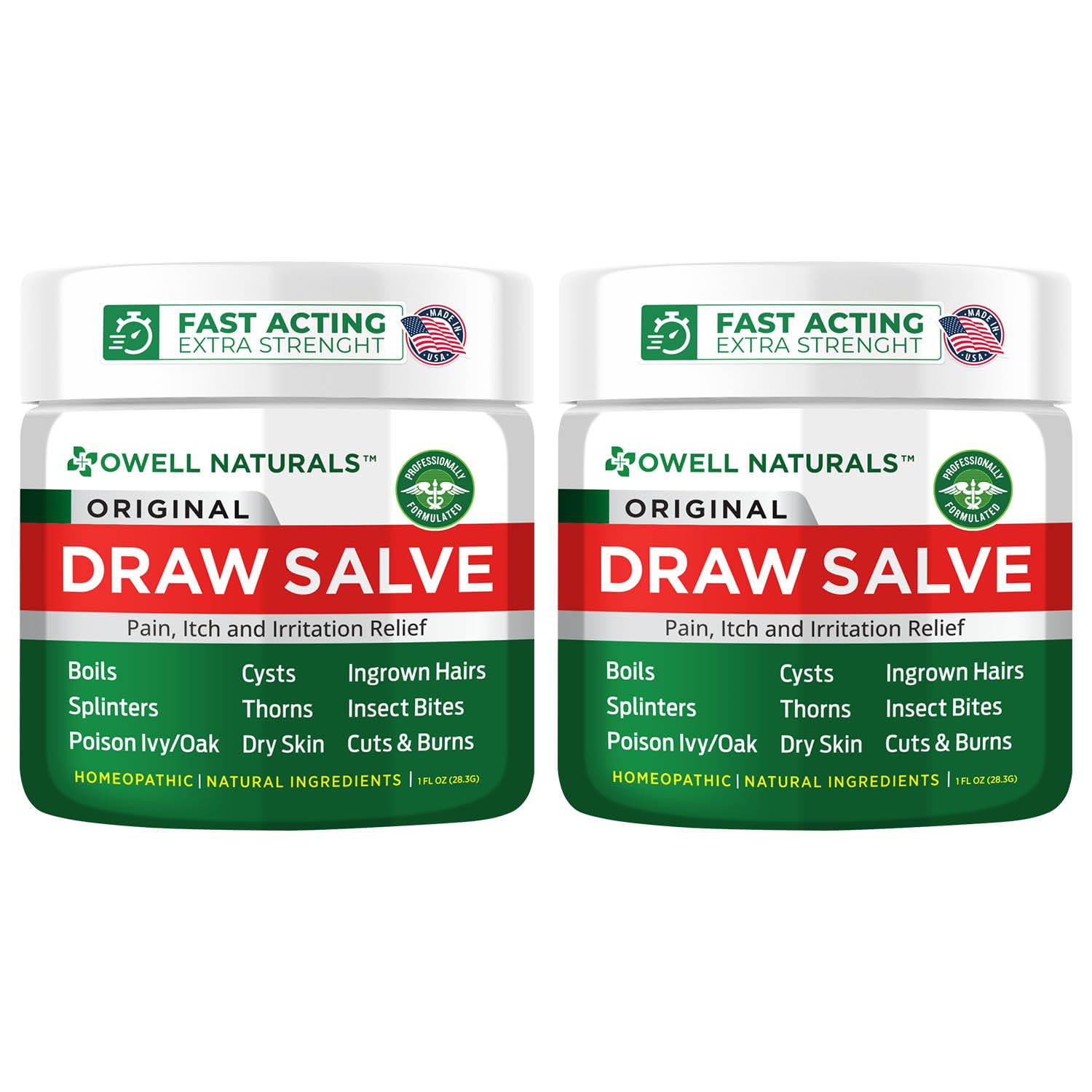 OWELL NATURALS Drawing Salve Ointment Fast Acting Formula for Skin, Splinters, Ingrown Hairs, Boils & Cyst, Bug Bites, bee Sting