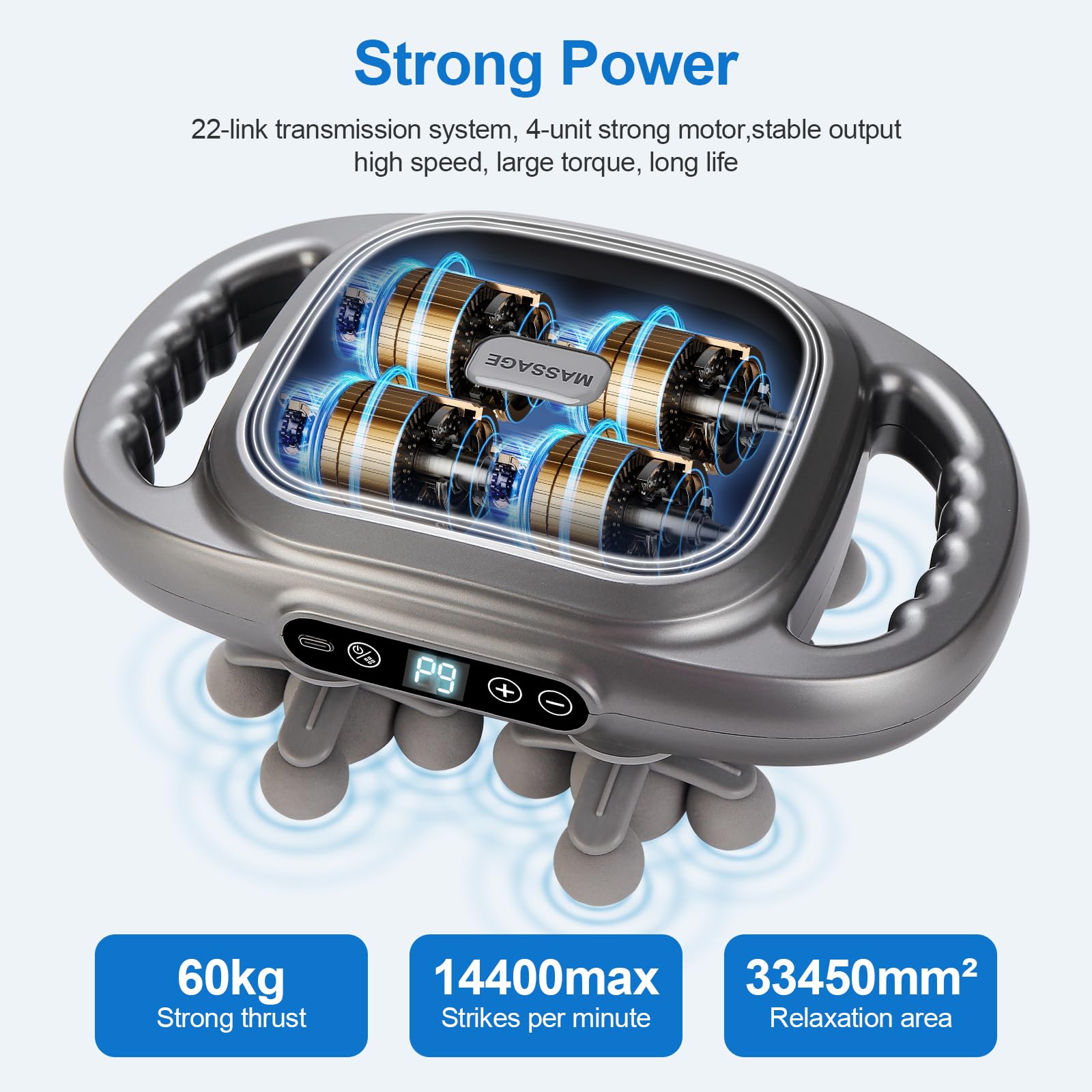 IeBilif Massage Gun, 22 Head Foot Back Neck Shoulder Massager with Adjustable Multi-Modes & Intensities, Fascia Gun for Athletes