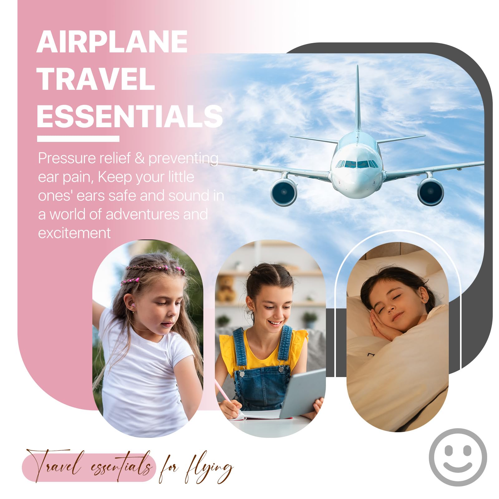 Kids Ear Plugs (6-12 yrs) - Reusable Noise Reduction Samll Earplugs for Focus, Travel, Concerts, Socializing, Events, Sleep, Noi