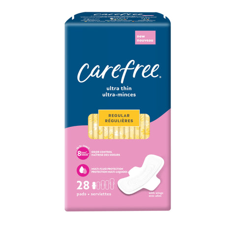Carefree Ultra Thin Pads for Women, Regular Pads With Wings, 28ct | Carefree Pads, Feminine Care, Period Pads & Postpartum Pads 