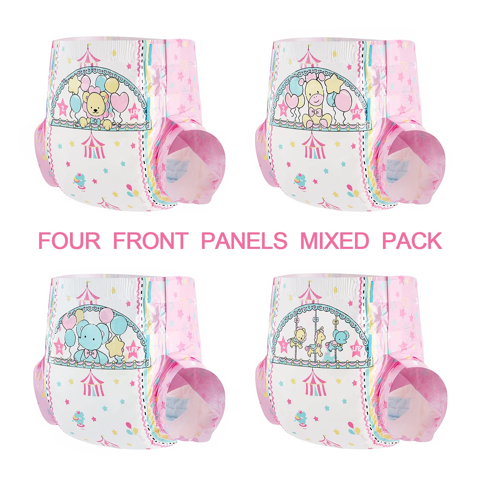 Littleforbig Adult Printed Diaper 10 Pieces - Little Circus (Large 36-46)
