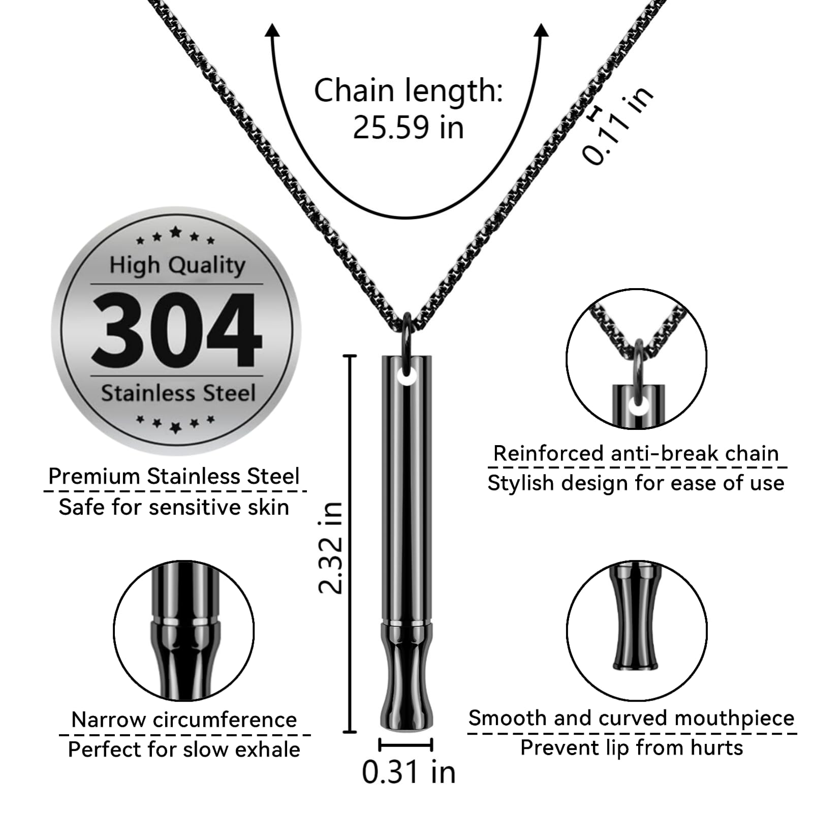 LAMKHOO Breathing Necklace to Quit Smoking and Vaping with Refillable Mint Pods Stop Smoking Aids Fidget Necklace for Anxiety Re