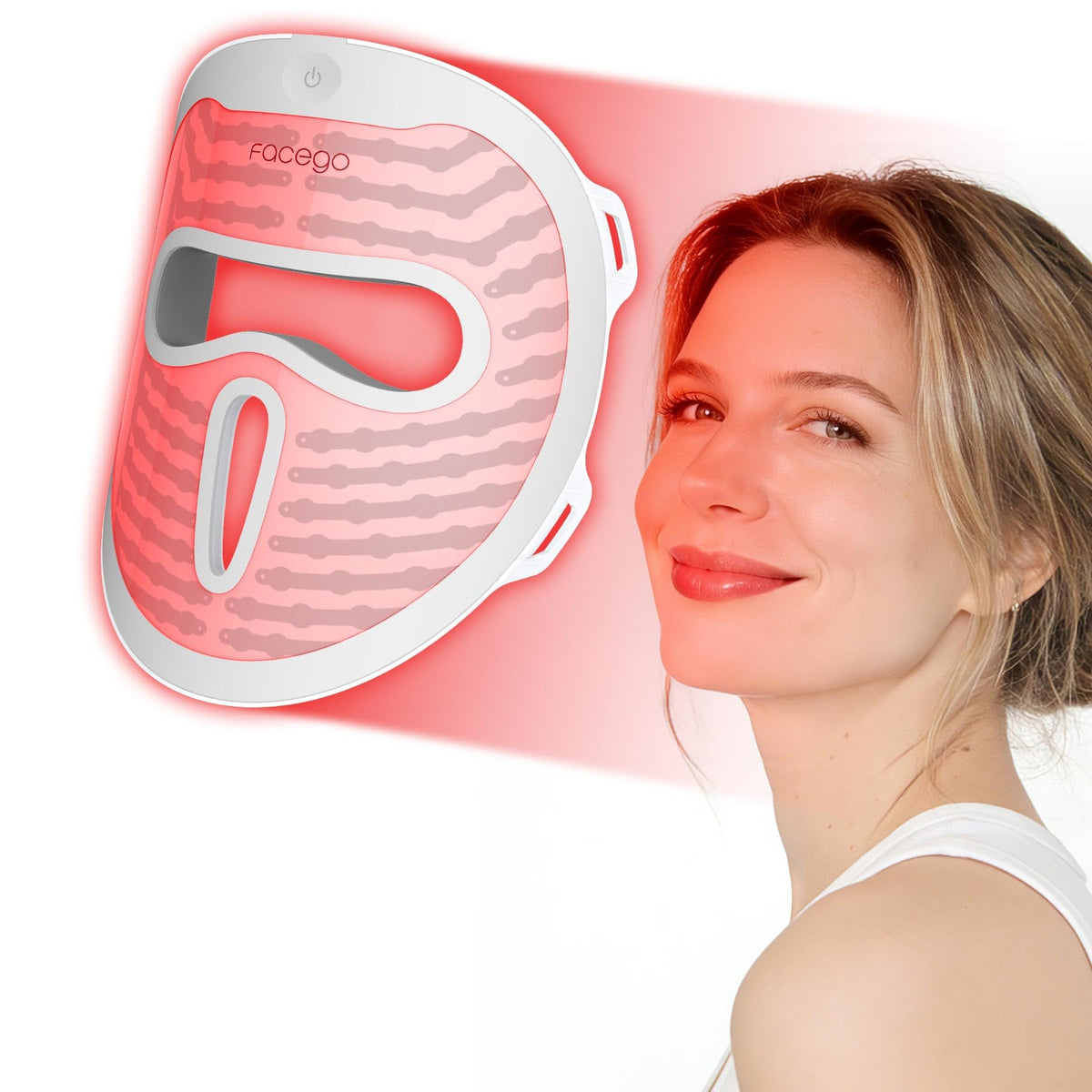 Facego Red Light Mask for Face, 3 Modes Dual Infrared Red Light Face Mask, NonSkin Contact, Cordless Rechargeable Skincare Gift