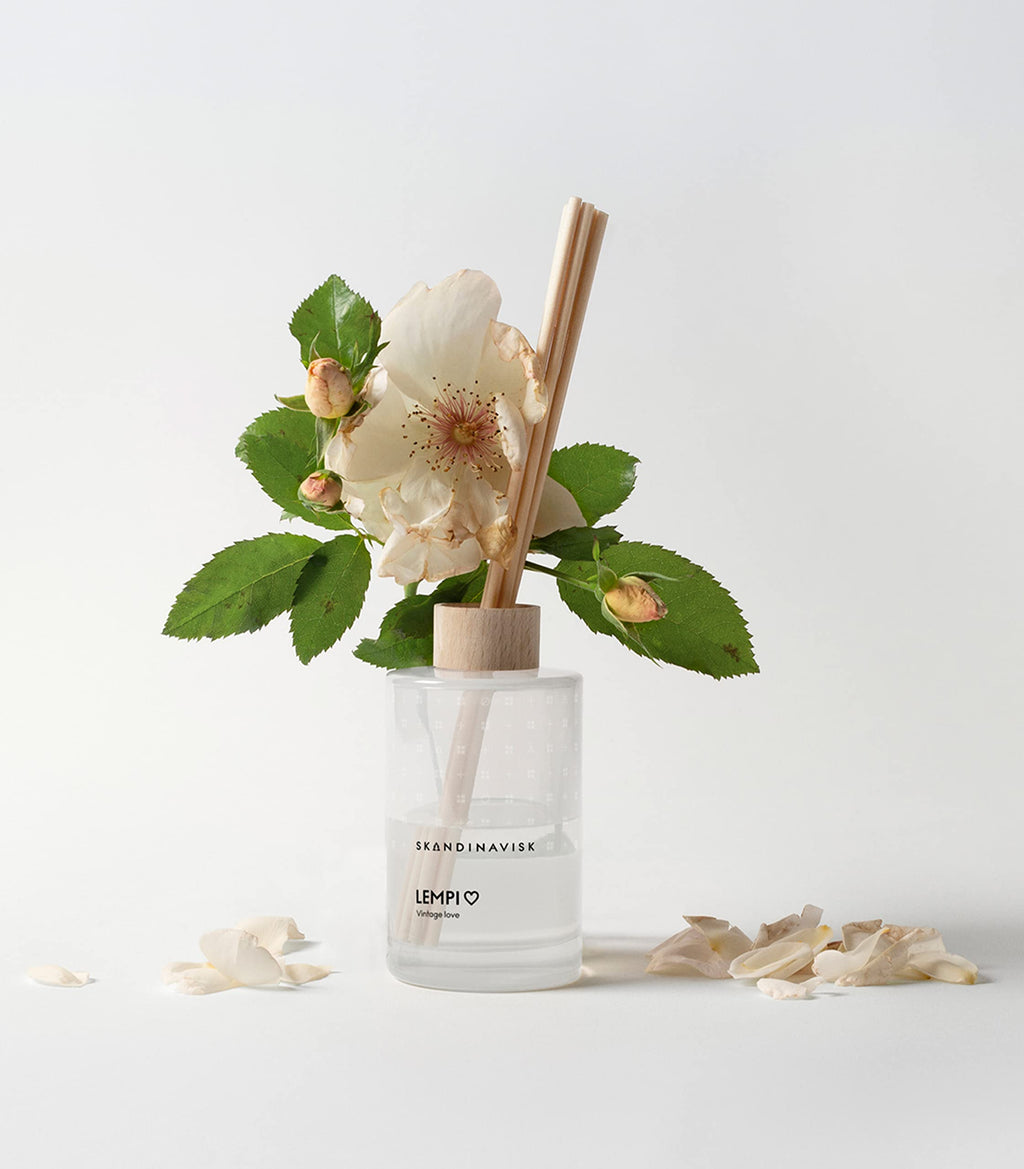 Skandinavisk LEMPI Love Scent Diffuser with 8 Reeds. Lasts +3 Months. Fragrance Notes: Peony and Rose, Strawberries and Mosses