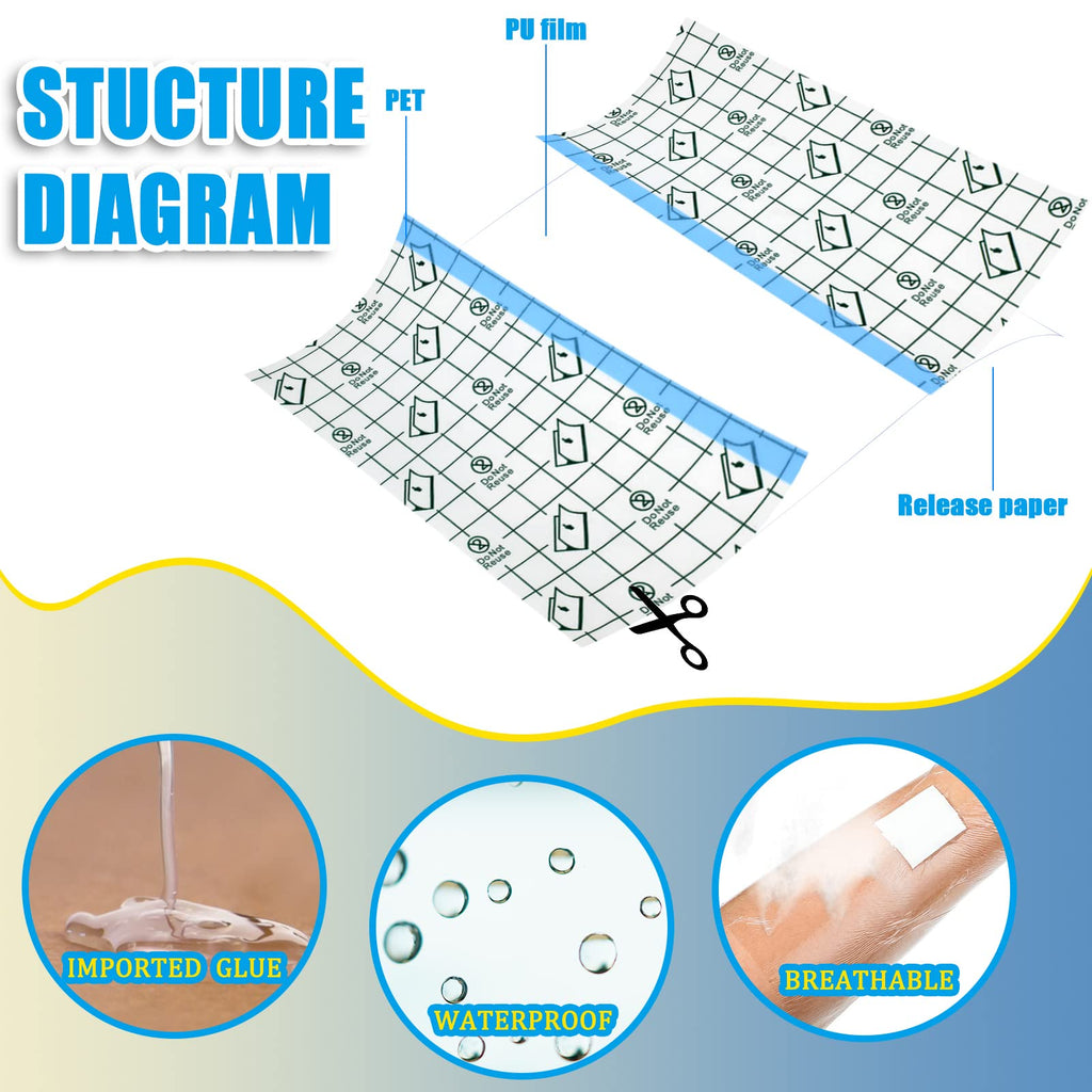 Nuanchu 9 Rolls Tattoo Aftercare Bandage Waterproof Transparent Stretch Adhesive Bandages Tape Clear Tattoo Film Wrap for Swimmi
