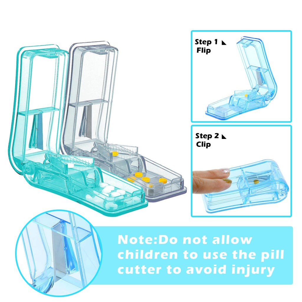 Nuanchu 12 Pieces 12 Pieces Pill Cutter Portable Medicine Holder with Stainless Steel Blade Easy Cut for Cutting Pills Tablet in