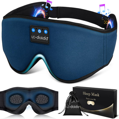 LC-dolida Sleeping Headphones Eye Mask, Sleep Mask with Bluetooth Headphones 3D Eye Mask Wireless Music Cotton Sleep Cover for S