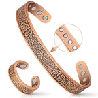 Copper Bracelets for Women & Lymphatic Drainage Ring, Magnetic Lymph Detox Ring and Magnetic Copper Bracelet, 100% Solid Pure Co