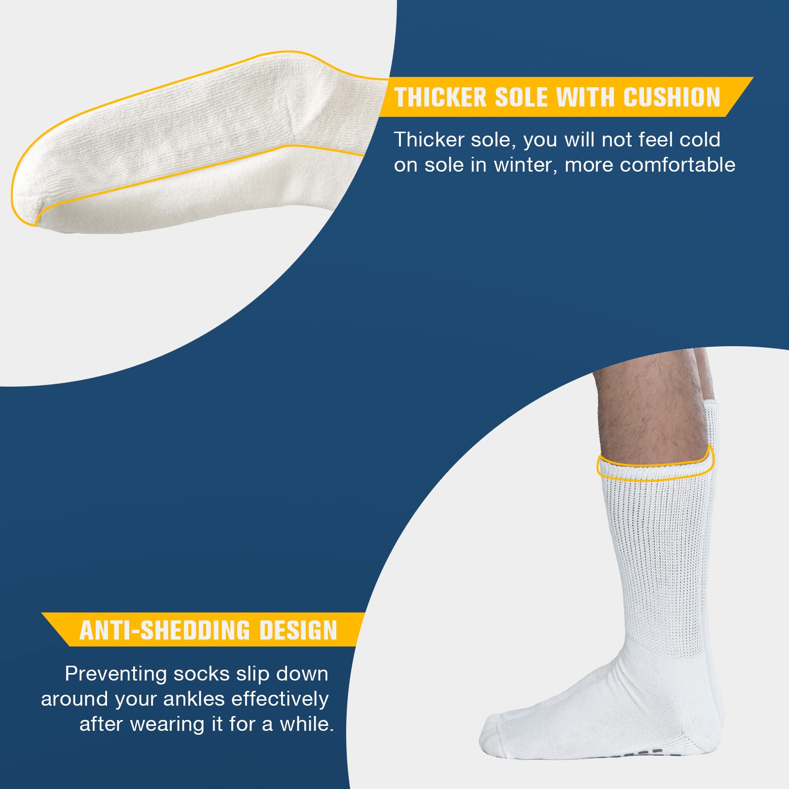 Bulinlulu Extra Wide Socks for Swollen Feet-2 Pairs Diabetic Socks for Men,Hospital Bariatric Socks Non Slip Edema Socks Women,C