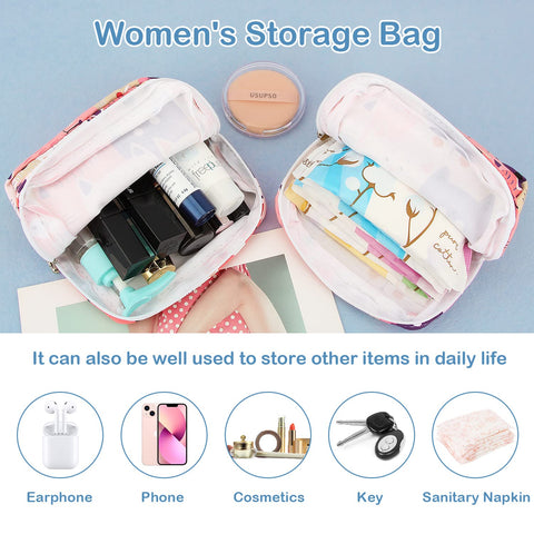 Desing Wish Sanitary Pad Storage Bag Portable Period Bag for Teen Pads/Sanitary Napkins/Small Tampons, Sanitary Napkin Storage B