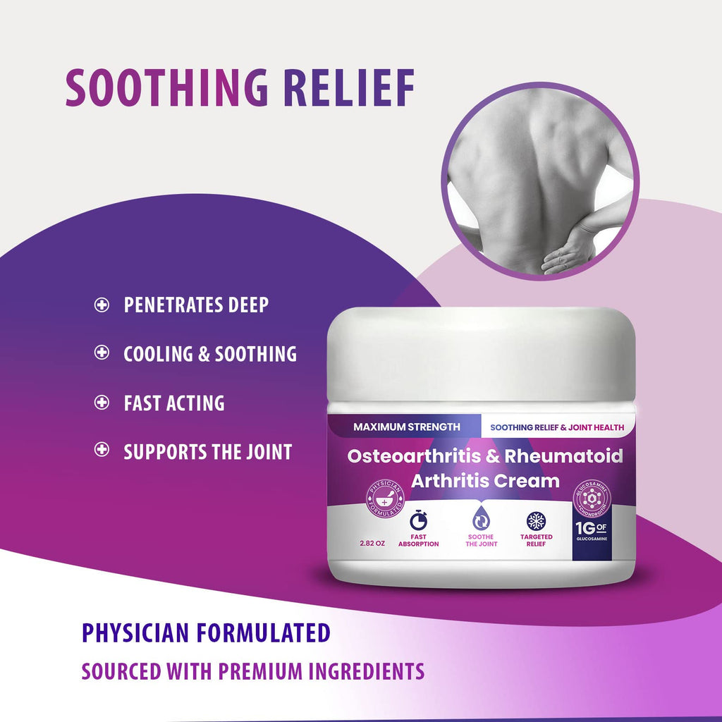 Osteoarthritis And Rhematoid Arthritis Cream By PMT - Soothing Relief For Your Knees and Hands. Includes 1 Gram Of Glucosamine;
