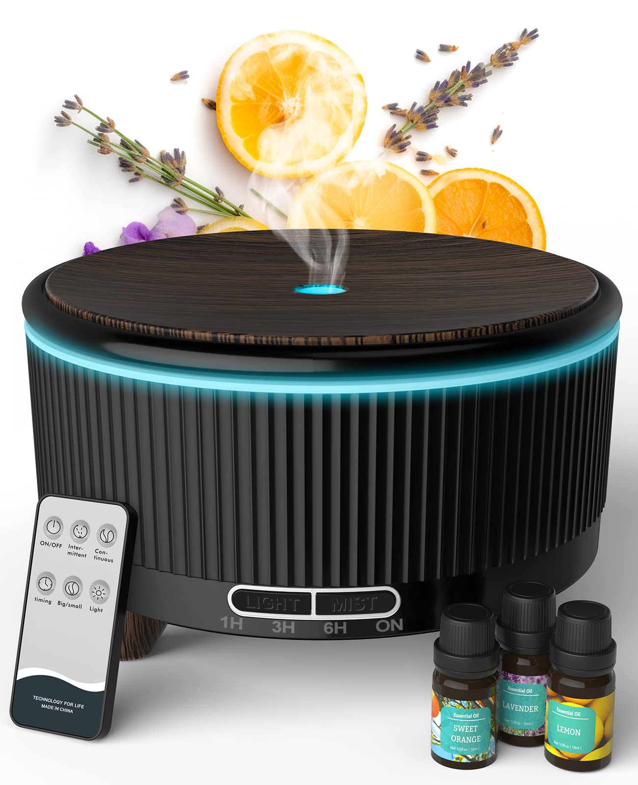 Diffuser With Screen Diffusers for Essential Oils Large Room with Remote, 500ml Aromatherap ...