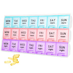 Large Weekly Pill Organizer 3 Times A Day,Travel Pill Cases ,Moisture-Proof 7 Day Pill Contaner, Portable for Pills Vitamin Fish