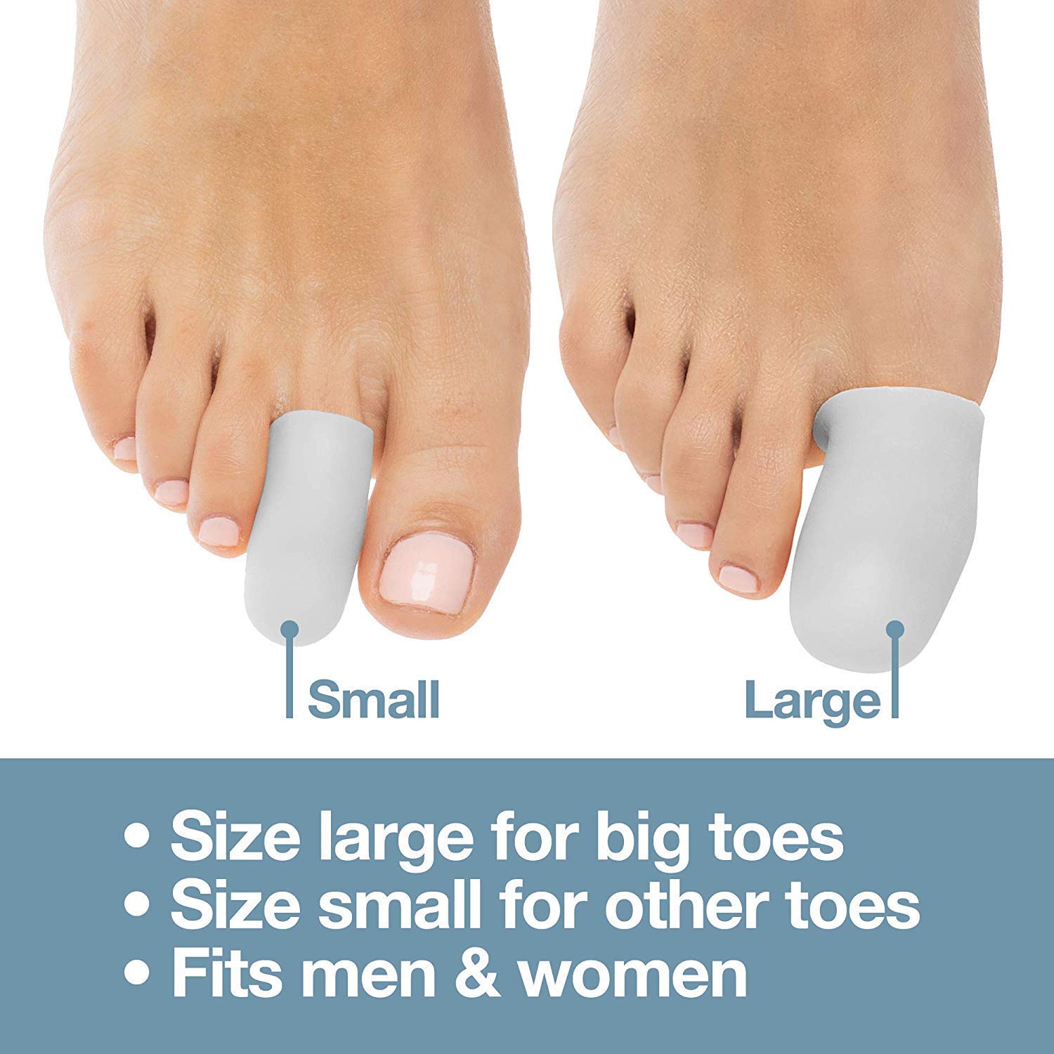 ZenToes 6 Pack Gel Toe Cap and Protector - Cushions and Protects to Provide Relief from Missing or Ingrown Toenails, Corns, Blis