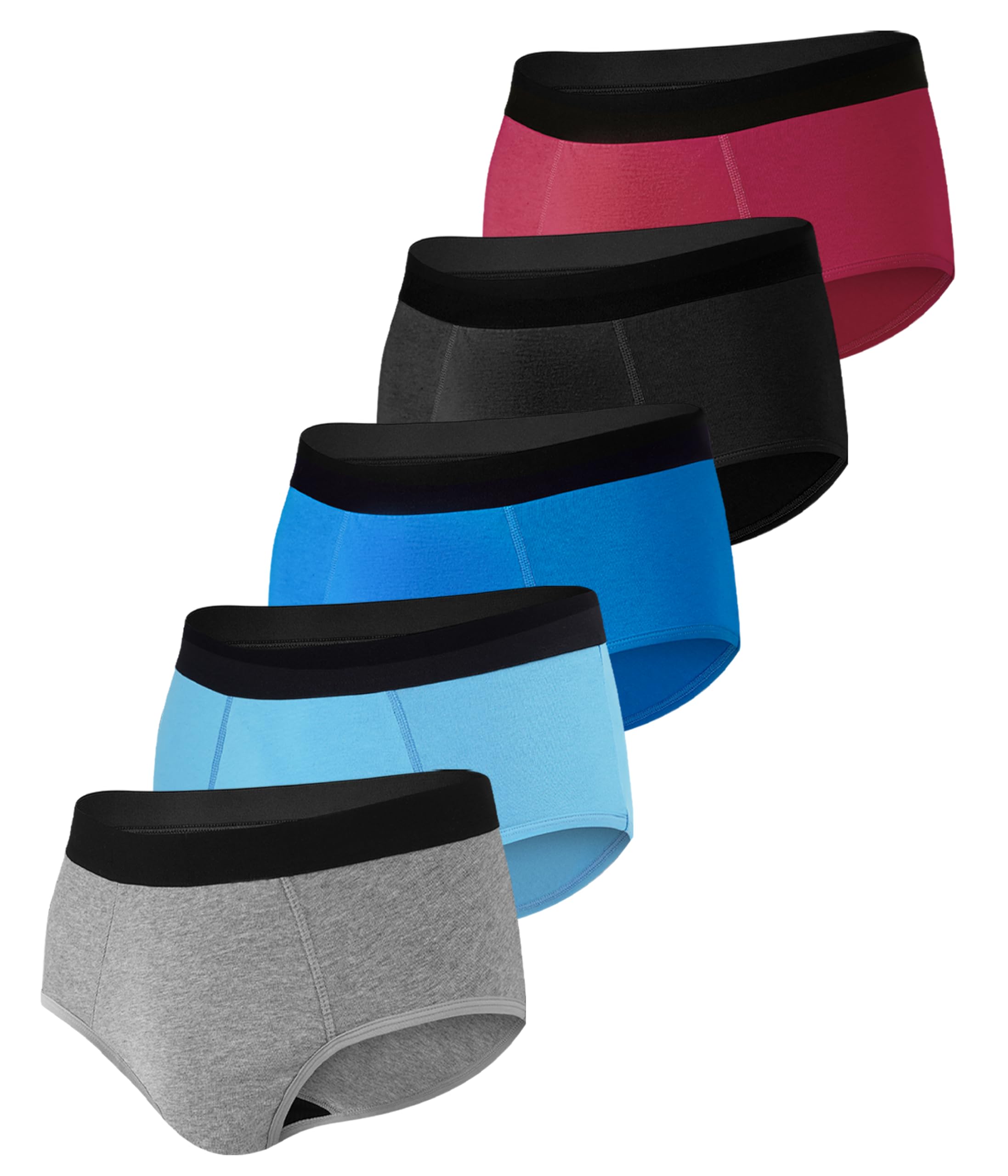 BEENIUBEE Mens Incontinence Underwear - Washable & Reusable Leakproof High Absorbent, Cotton, Briefs, 150ML 5 Pack (Multicolor0