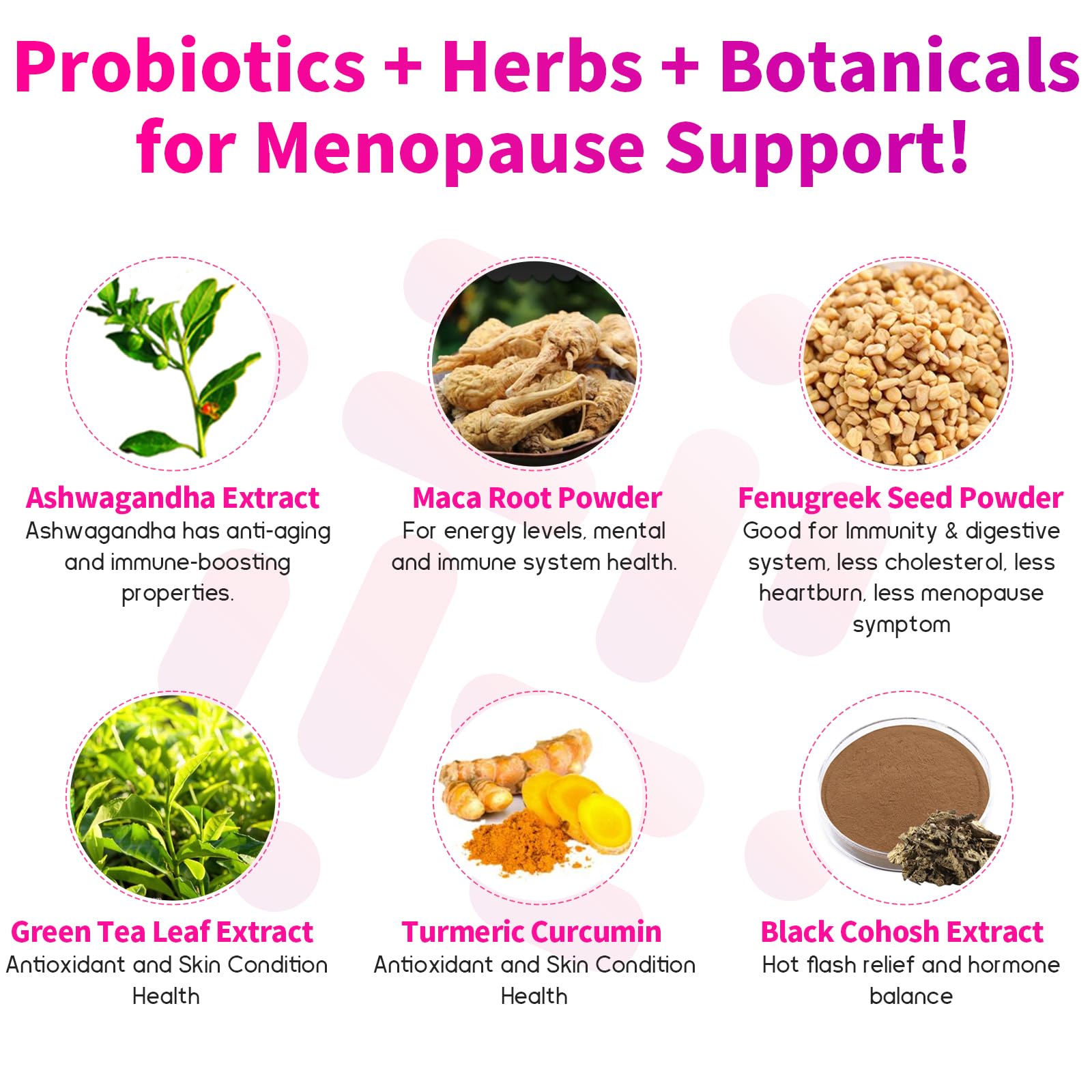 Menopause Supplements for Women, 120 Billion CFUs Probiotics for Women, 13-in-1 Herbs & Botanicals Complex, for Hormone Menopaus