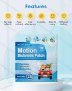 MQXUNMI Motion Sickness Patches, 28 pcs No-Drowsy Sea Sickness Patches for Car Sickness, Air Sickness and Travel Patch, Fast Eff
