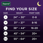 Depend Night Defense Adult Incontinence & Postpartum Bladder Leak Underwear for Women, Disposable, Overnight, Large, Blush, 56 C