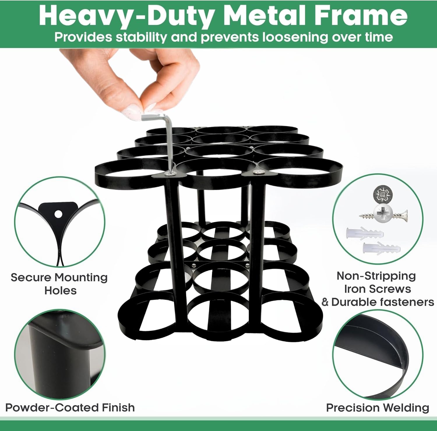 KOKAND Detachable Oxygen Tank Holder (12) for E, D, M9/C Size Cylinders - Heavy Duty Metal Storage Rack - Portable Oxygen Tank C