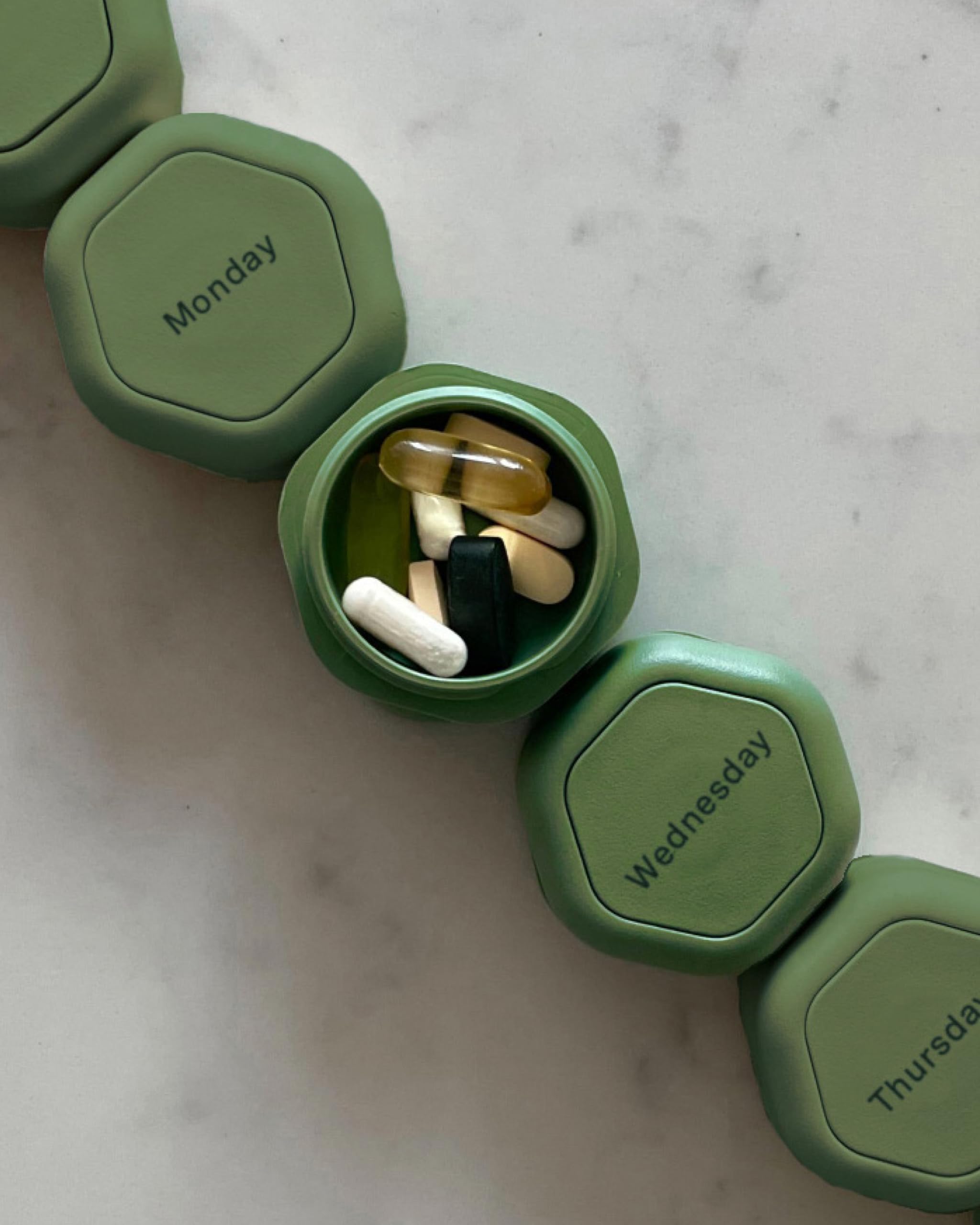Cadence Travel Containers - Pill Case Set - Magnetic Travel Capsules - A Daily Pill Box for Supplements & Vitamins - Contains 7