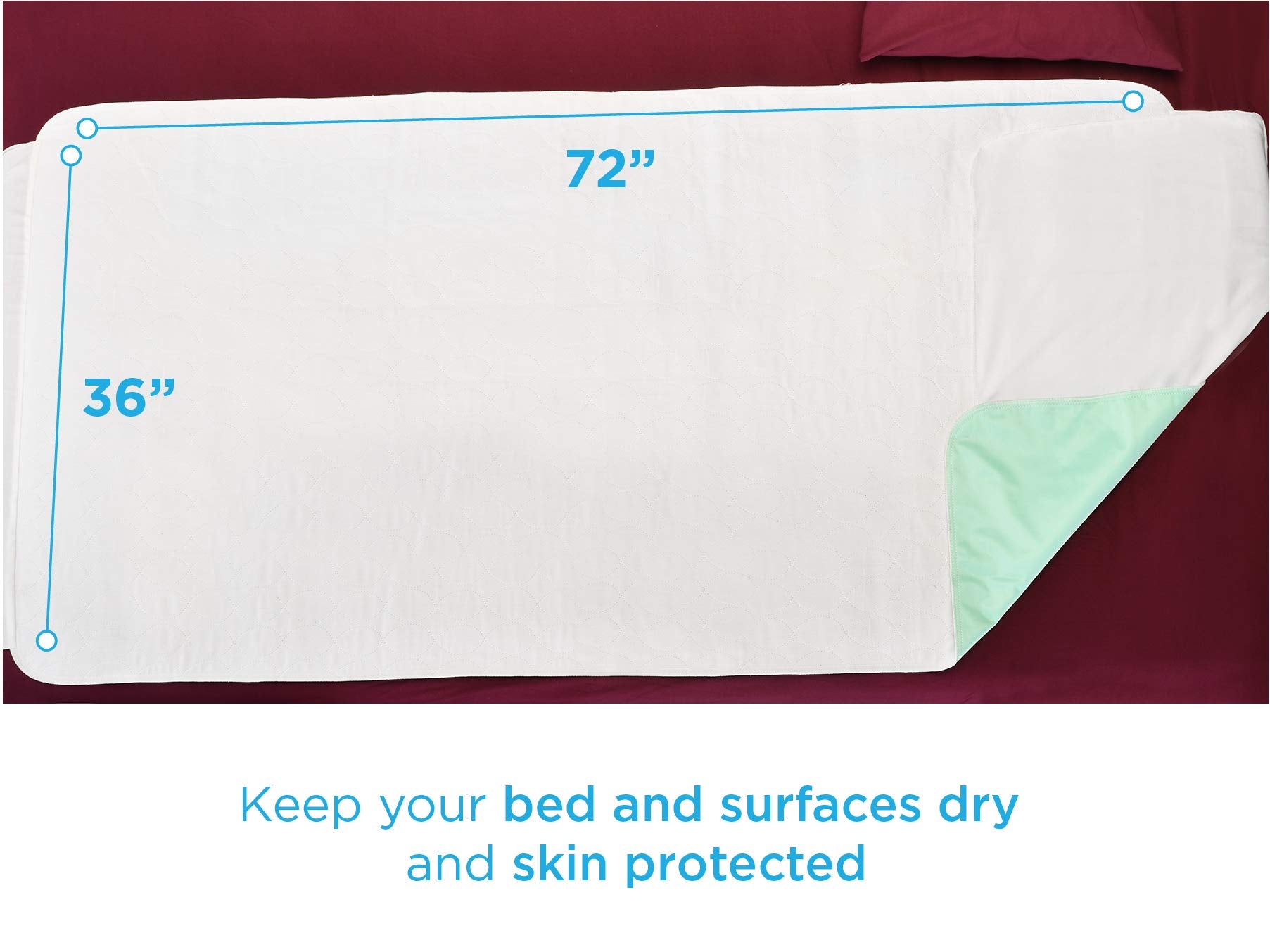 NOVA Medical Products Waterproof Reusable Mattress Overlay with 100% Cotton Skin Soft Top Layer, Washable Incontinence Bed & She