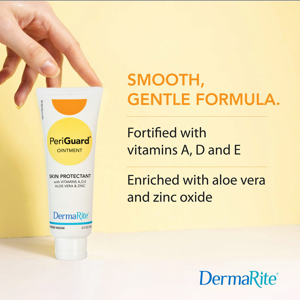 PeriGuard Skin Protectant Ointment - Vitamin A, D, E, Aloe Vera, Zinc, Petroleum Based Moisture Barrier - 3.5 oz Tube