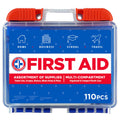 Be Smart Get Prepared 110 pc First Aid Kit: Clean, Treat, Protect Minor Cuts, Home, Office, Car, School, Business, Travel, Emerg