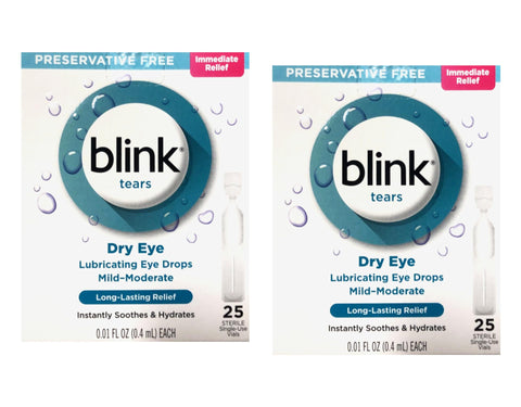 Blink Tears Lubricating Eye Drops Mild-Moderate Dry Eye, 25 Pk - 0.01 oz, Pack of 2