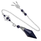 SUNYIK Faceted Healing Crystal Point Pendulum for Divination Pointed Quartz Stone Pendant with Merkaba Star and Dream Catcher, B