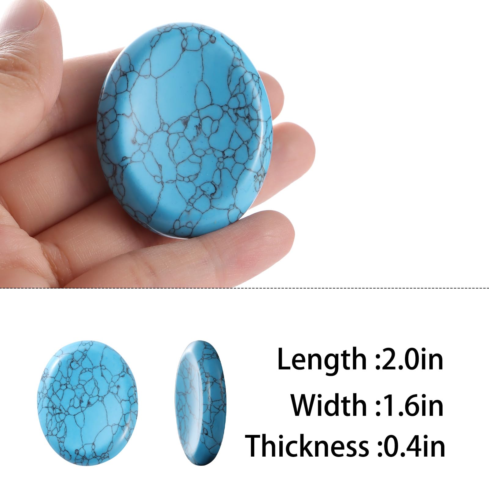 Artistone Crystal Worry Stones for Anxiety Women Gift Polished Carved Pocket Green Turquoise Oval Healing Energy Meditation Thum