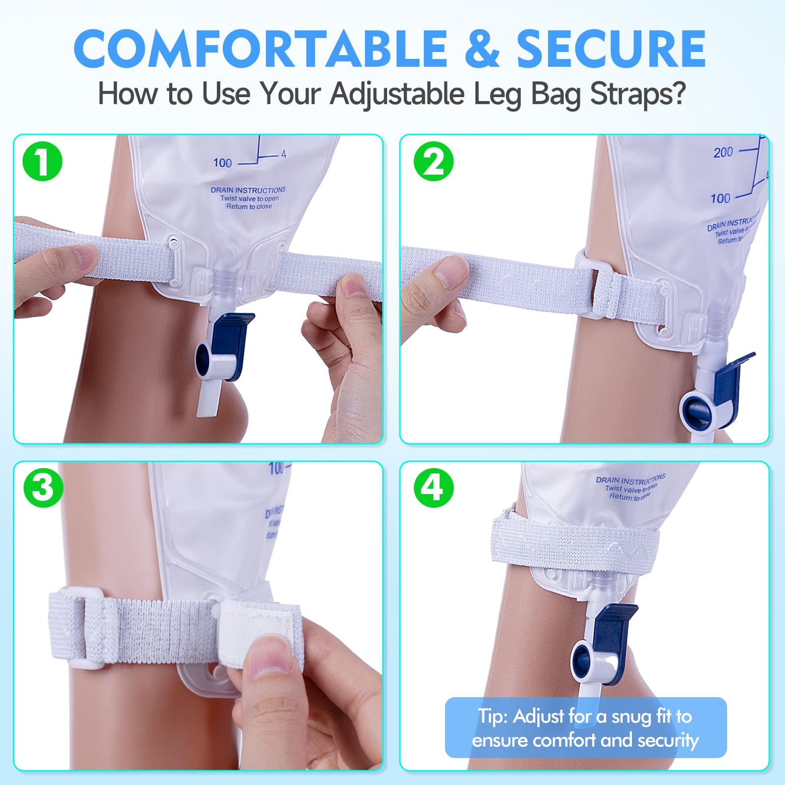 SorealGroup 6PCS Leg Bag Straps | Anti-Slip Silicone Strip & Adjustable Buckle | 40cm-70cm Elastic Fit | Standard 2.0cm Width Co