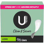U by Kotex Clean & Secure Panty Liners, Light Absorbency, Long Length, 96 Count (Packaging May Vary)