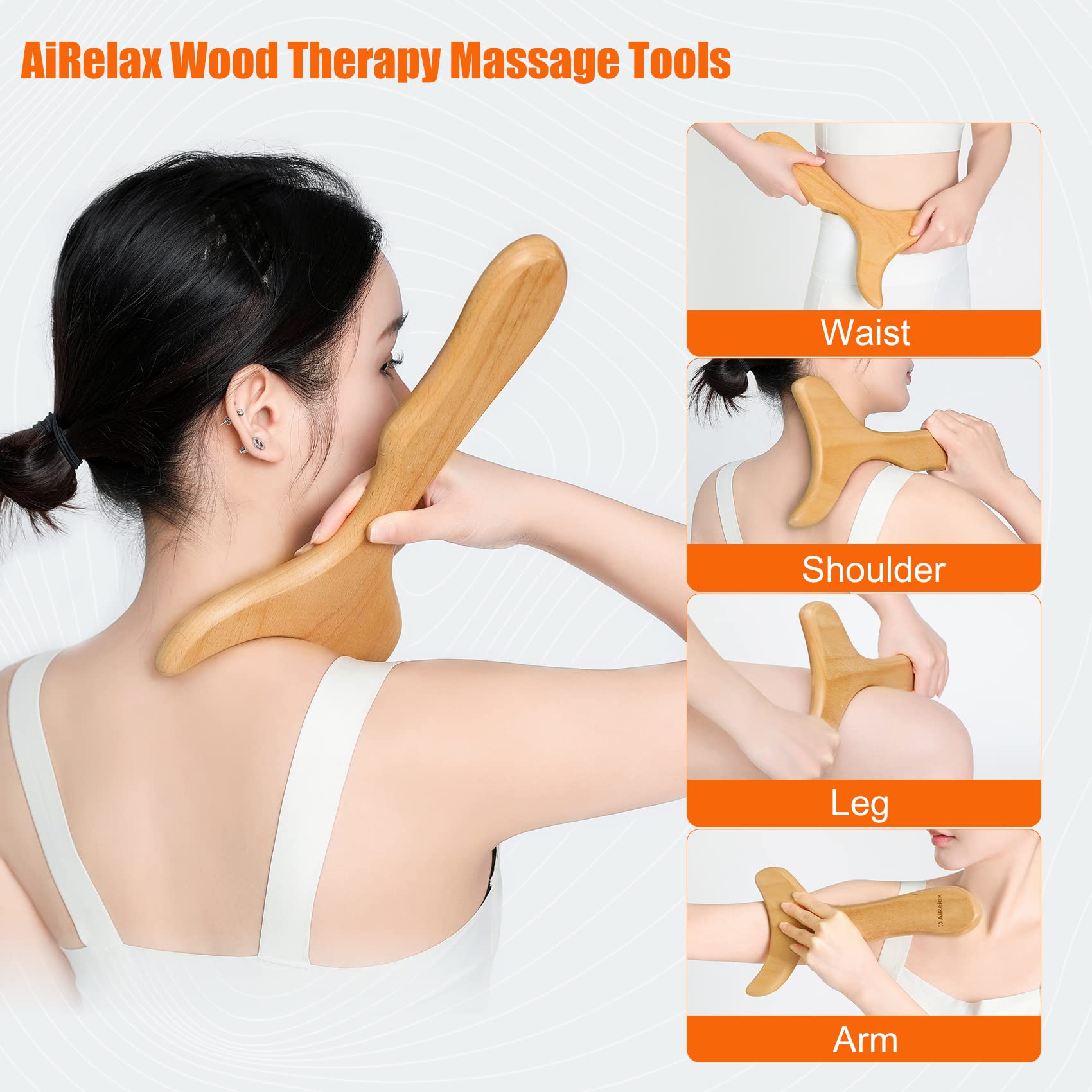 AiRelax 6 in 1 Wood Therapy Massage Tools,Lymphatic Drainage Massager Maderoterapia Kit Colombiana for Body Shaping,Body Sculpti