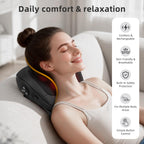 Holniva Shiatsu Car Neck and Back Massager with Heat - Rechargeable Kneading Massage Pillow for Car Seat, Home and Office - Ergo