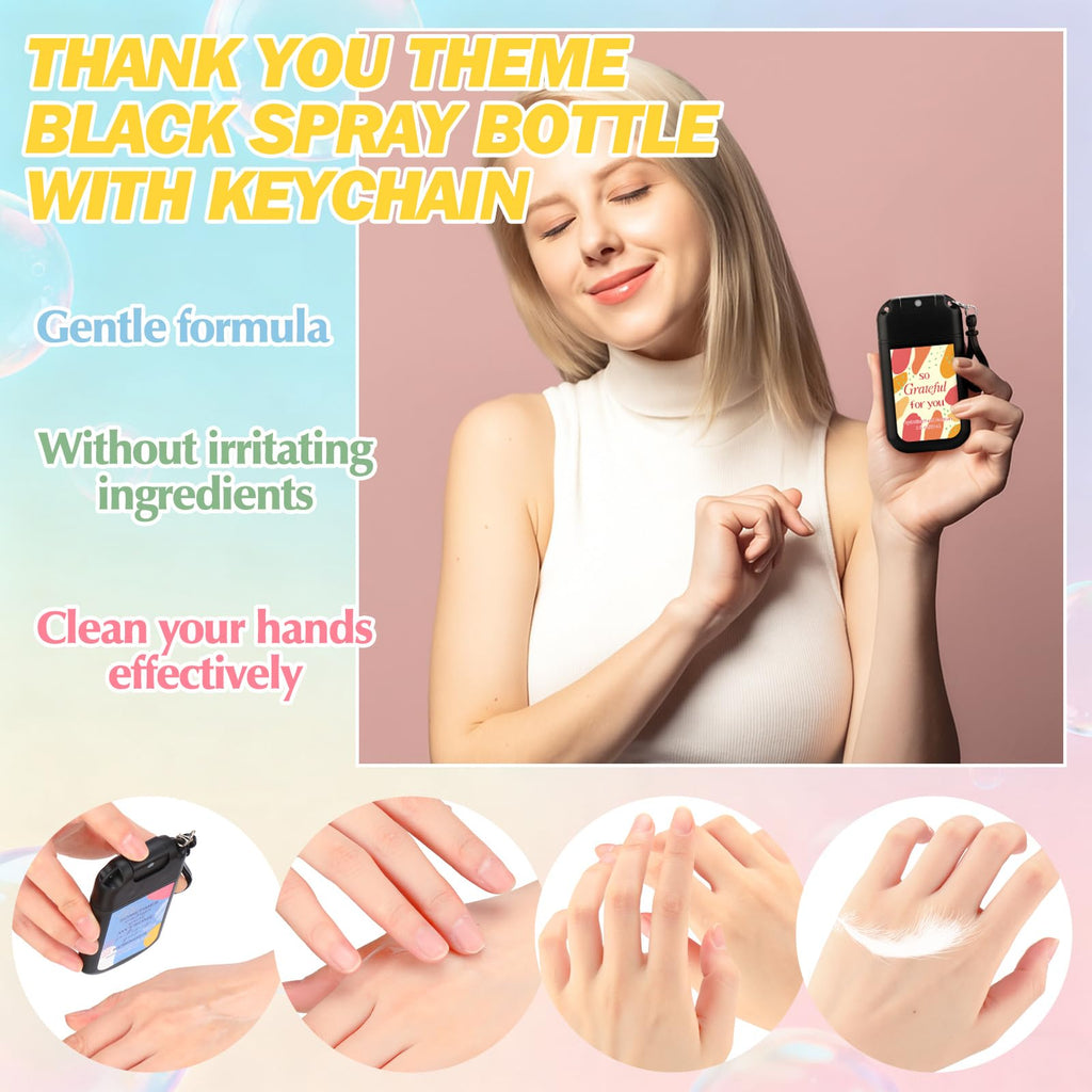 Frienda 24 Set Mini Hand Sanitizer Spray Travel Size Bulk Hand Sanitizer New Years Valentine Gifts with Thank You Card Bag Pocke