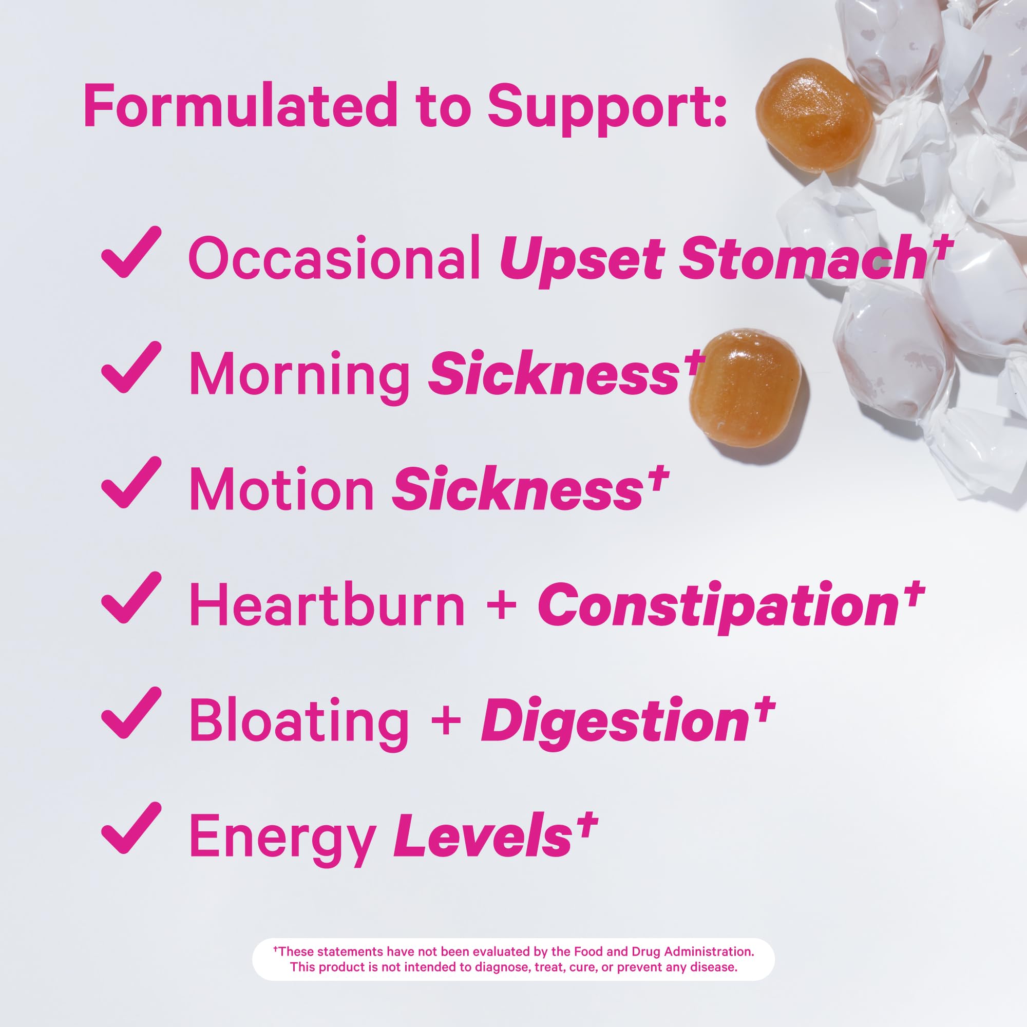 Pink Stork Morning Sickness Sweets, Organic Mango Ginger Candy with Vitamin B6 for Morning Sickness, Motion Sickness, Prenatal H