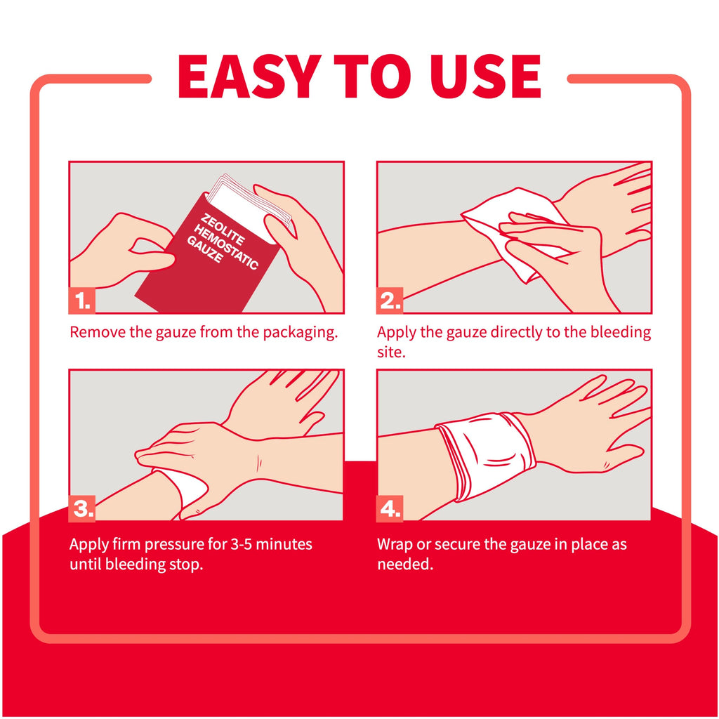 Survivex Hemostatic Gauze - Quick Blood Clotting Gauze for Wounds - Trauma Kit Hemostatic Dressing - 3 in x 4 FT - 5 PCS