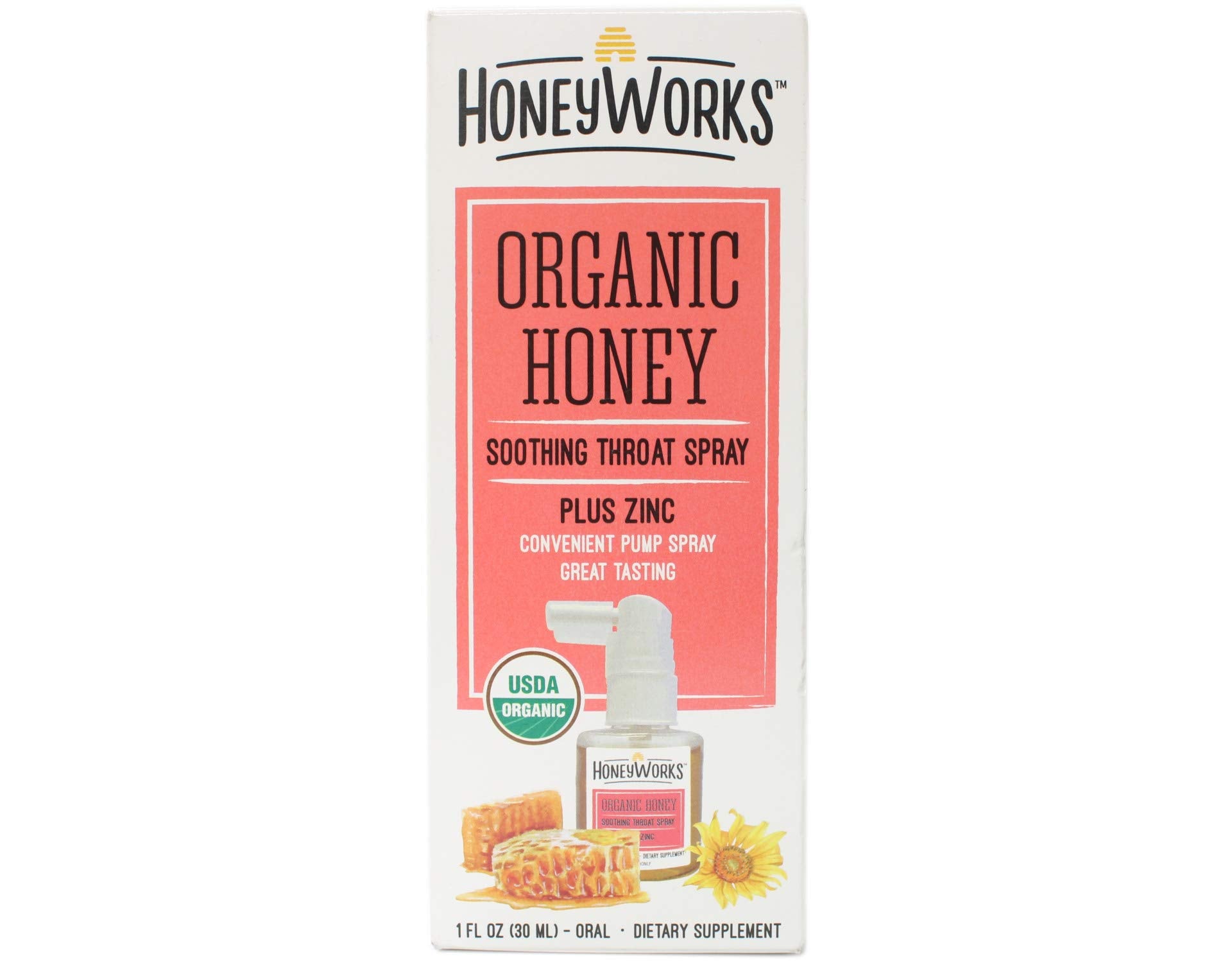 HoneyWorks Adult Spray + Zinc, 1.0 Ounce
