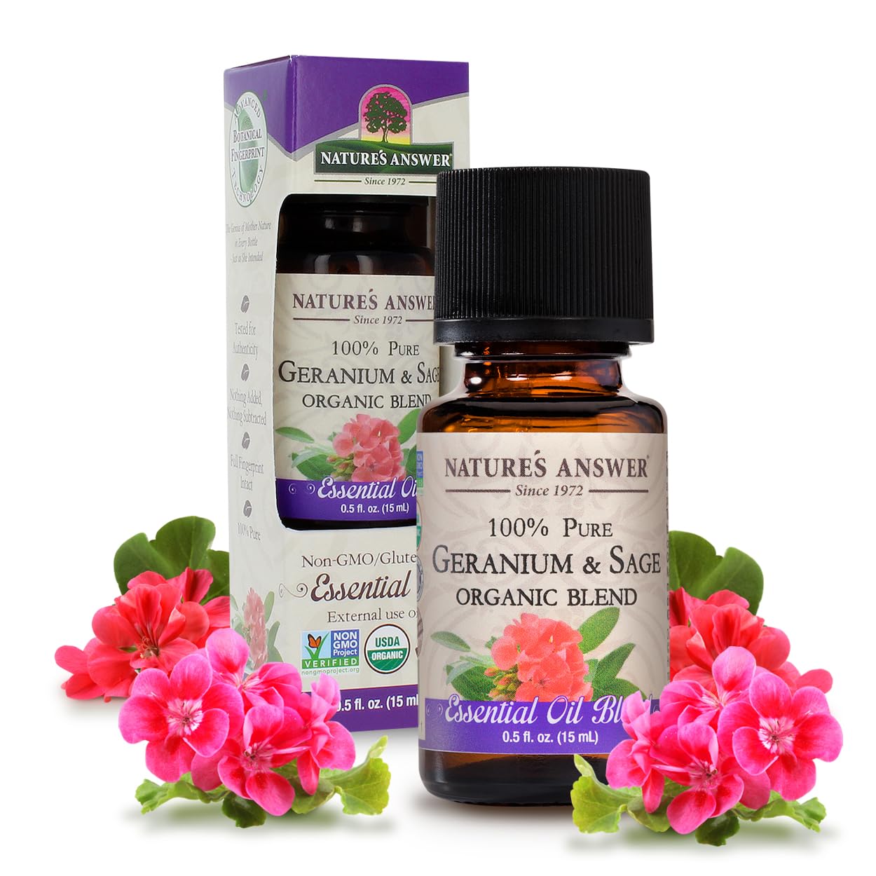 Natures Answer 100% Pure Organic Essential Oil Blend, 0.5-Ounce, Geranium/Sage