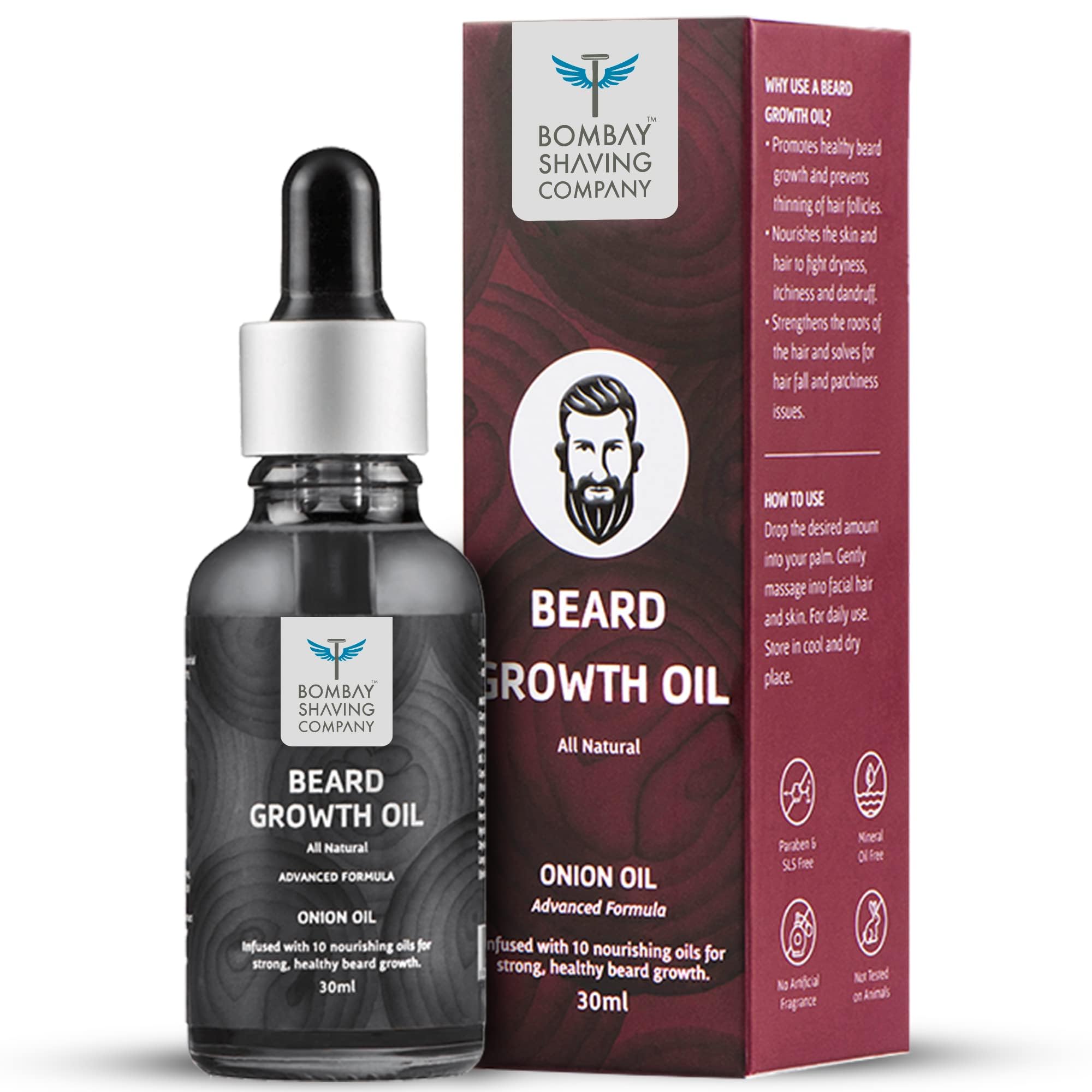 Bombay Shaving Company Beard Growth Onion Oil10X Nourishing Oils For Stronger, Fluffier & Shinier Beard 30 Ml | Made In India