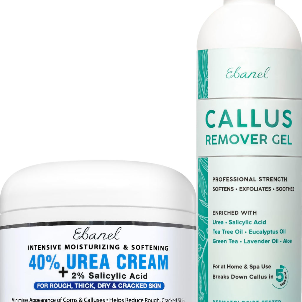 Ebanel Set of Professional Callus Remover for Feet, and Urea Cream 40% Plus Salicylic Acid 2%, Heel Foot Callus Remover Gel Exfo